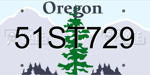 51ST729 Oregon License Plate