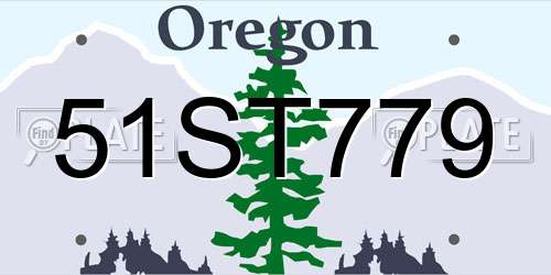 51ST779 Oregon License Plate
