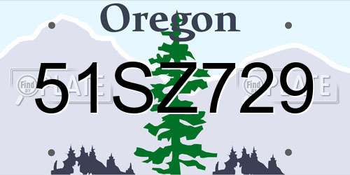 51SZ729 Oregon License Plate