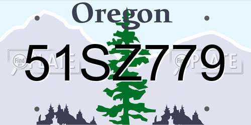 51SZ779 Oregon License Plate
