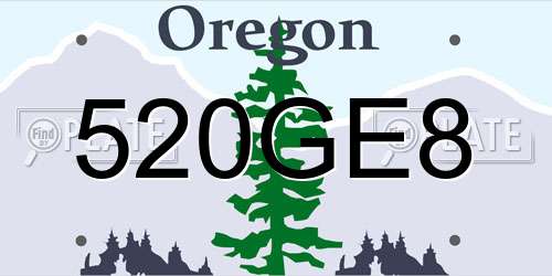 520GE8 Oregon License Plate