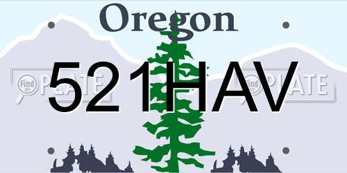 521HAV Oregon License Plate