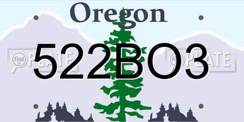 522BO3 Oregon License Plate