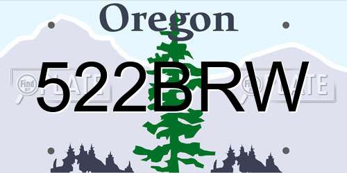 522BRW Oregon License Plate