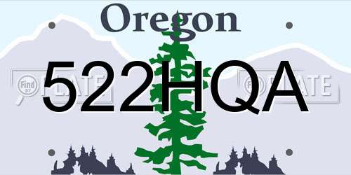 522HQA Oregon License Plate