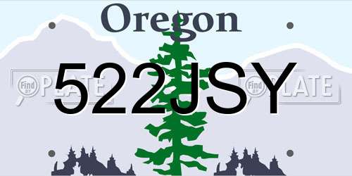 522JSY Oregon License Plate