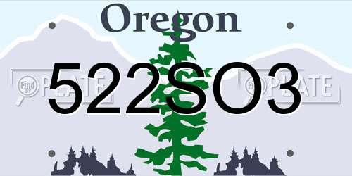 522SO3 Oregon License Plate