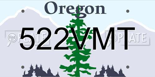 522VMT Oregon License Plate