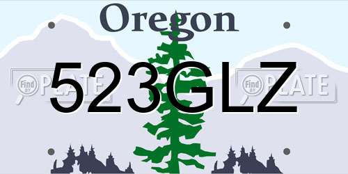 523GLZ Oregon License Plate