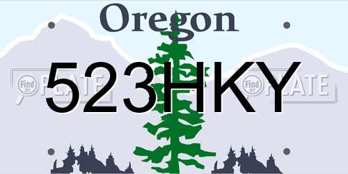 523HKY Oregon License Plate