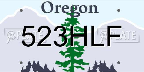 523HLF Oregon License Plate