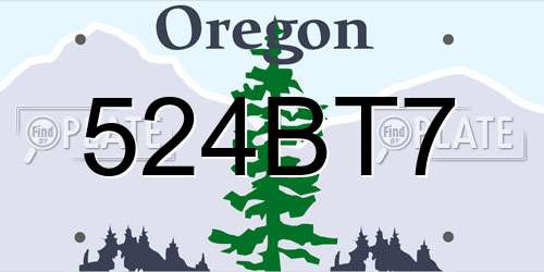 524BT7 Oregon License Plate