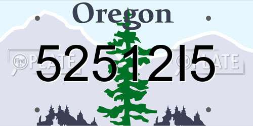 52512I5 Oregon License Plate