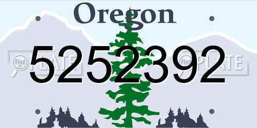 5252392 Oregon License Plate