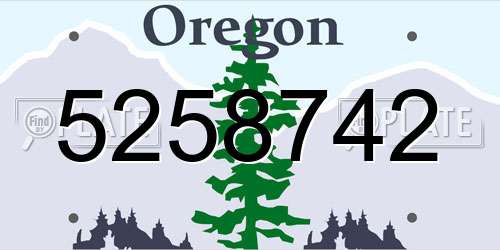 5258742 Oregon License Plate