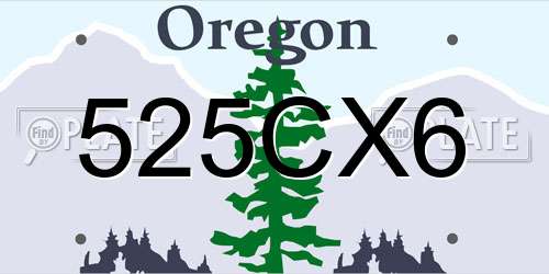 525CX6 Oregon License Plate
