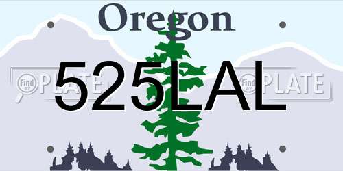 525LAL Oregon License Plate