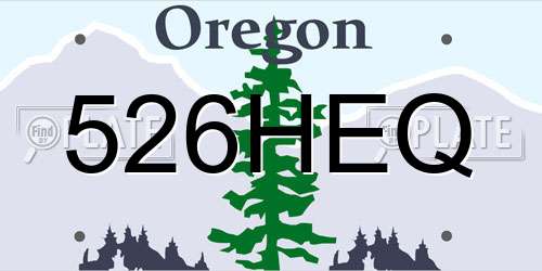 526HEQ Oregon License Plate