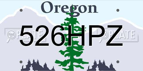 526HPZ Oregon License Plate