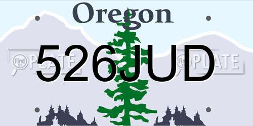 526JUD Oregon License Plate