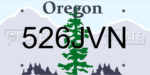 526JVN Oregon License Plate