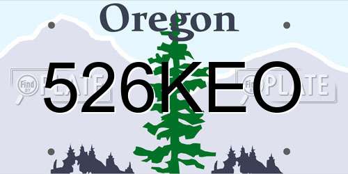 526KEO Oregon License Plate