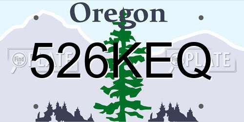 526KEQ Oregon License Plate