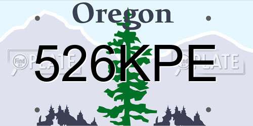 526KPE Oregon License Plate