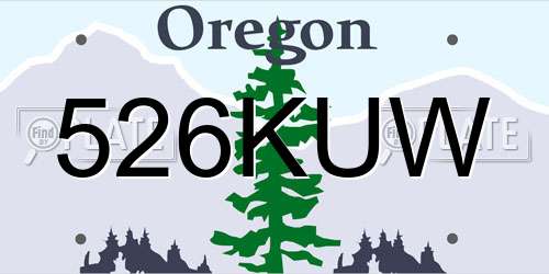 526KUW Oregon License Plate