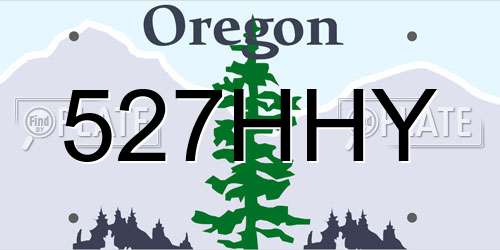 527HHY Oregon License Plate