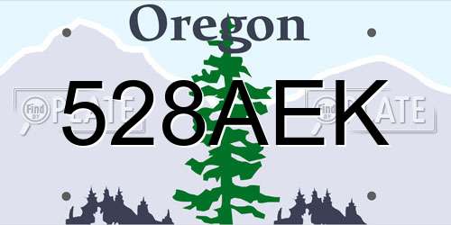 528AEK Oregon License Plate