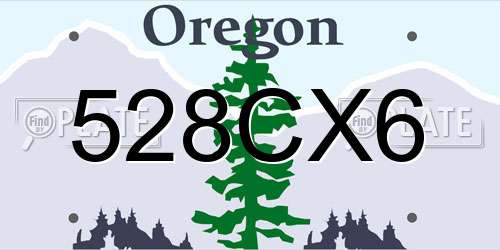 528CX6 Oregon License Plate
