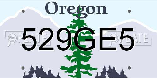 529GE5 Oregon License Plate