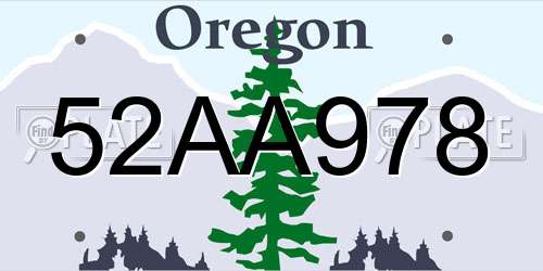 52AA978 Oregon License Plate