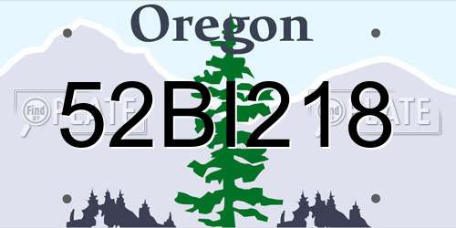 52BI218 Oregon License Plate