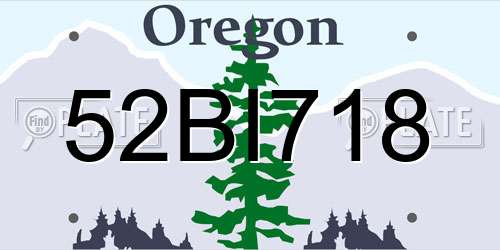 52BI718 Oregon License Plate