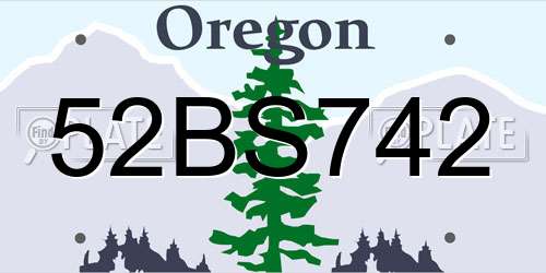 52BS742 Oregon License Plate