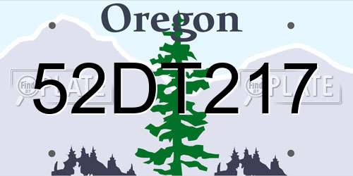 52DT217 Oregon License Plate