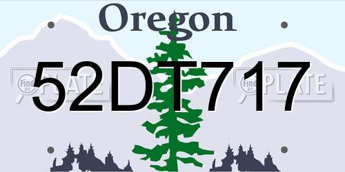 52DT717 Oregon License Plate