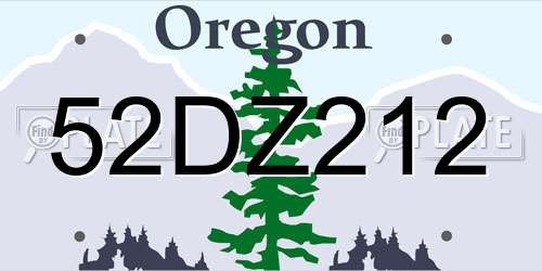 52DZ212 Oregon License Plate