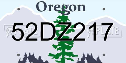52DZ217 Oregon License Plate
