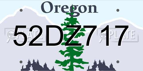 52DZ717 Oregon License Plate