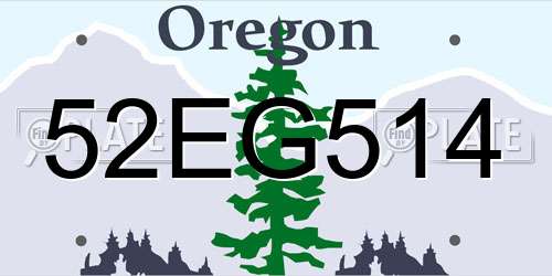 52EG514 Oregon License Plate