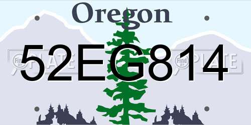 52EG814 Oregon License Plate