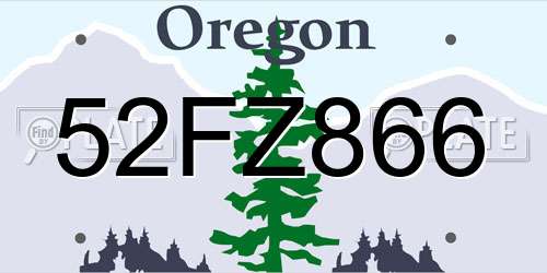 52FZ866 Oregon License Plate