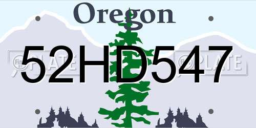 52HD547 Oregon License Plate