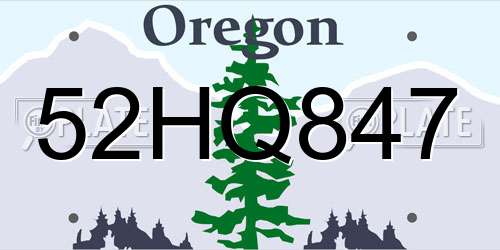 52HQ847 Oregon License Plate