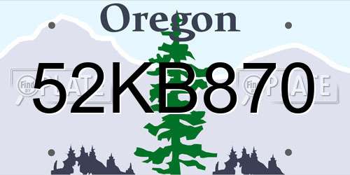 52KB870 Oregon License Plate