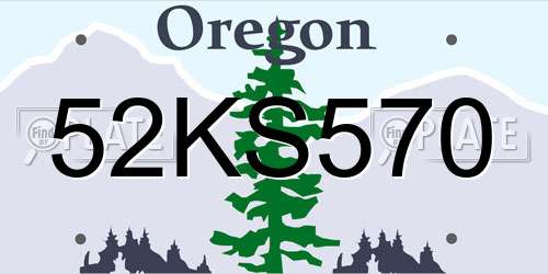 52KS570 Oregon License Plate