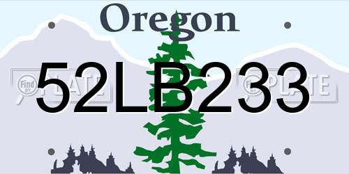 52LB233 Oregon License Plate